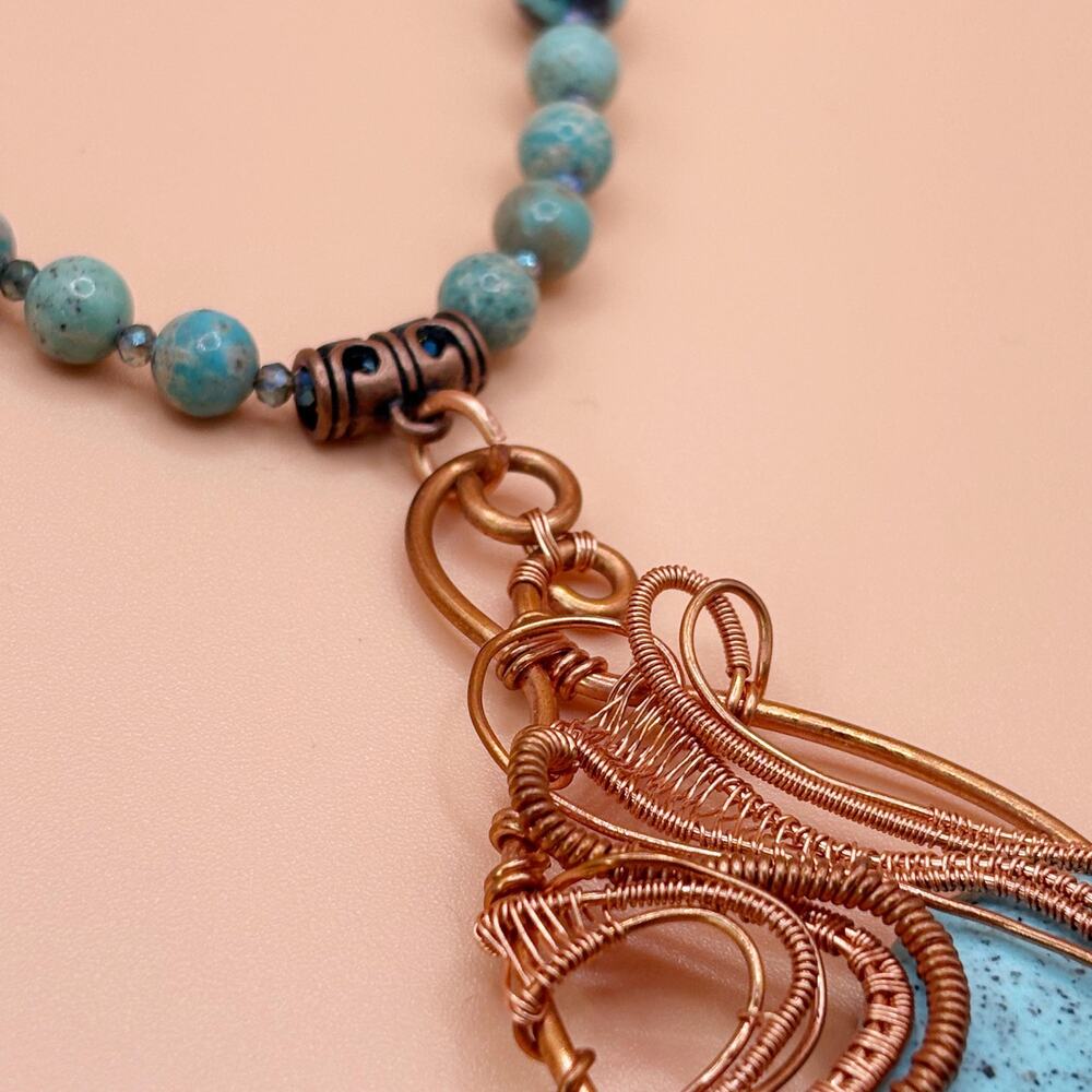 Turquoise Necklace In Copper - Picture 6 of 13